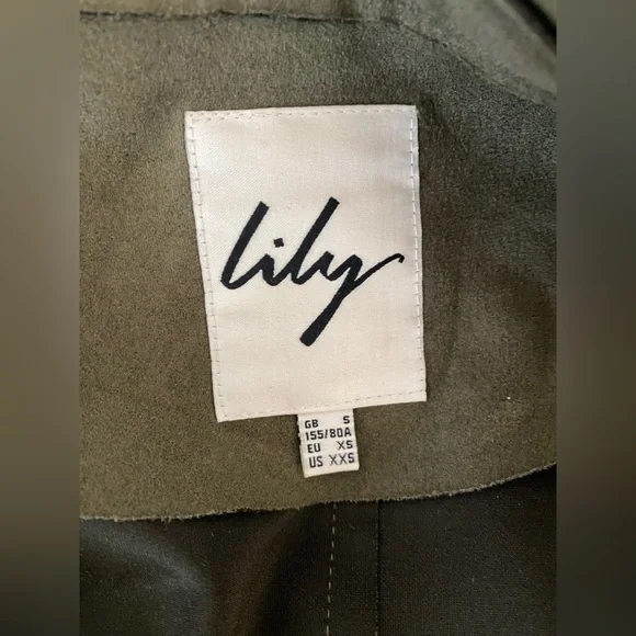 OLIVE GREEN SOFT FAUX SUEDE TRENCH COAT SIZE SMALL - Picture 7 of 13